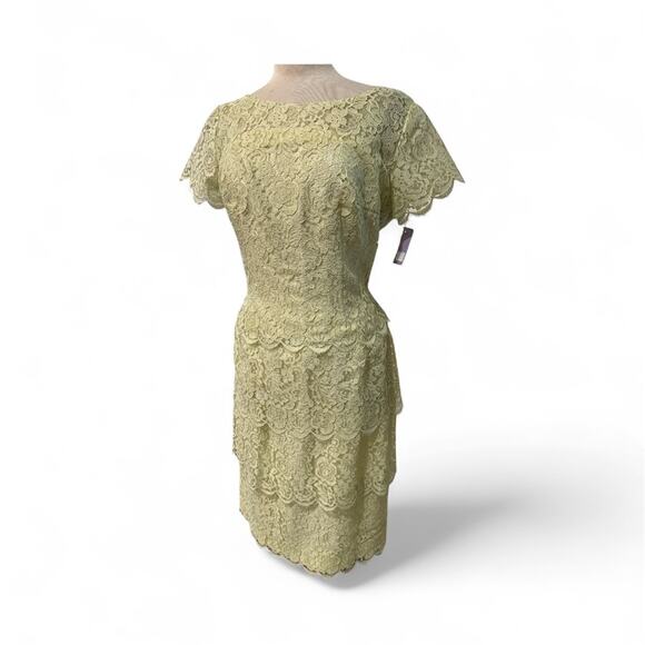 NWTGS Vintage Lilli Diamond PALE YELLOW Lace TIERED Dress SZ 16 - Picture 6 of 6